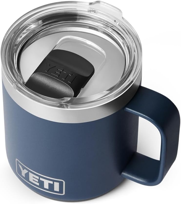 YETI كوب رامبلر سعة 10 أونص مزود بطبقة خزفية، قابل للتكديس، معزول بالفراغ، من الفولاذ المقاوم للصدأ مع غطاء مغناطيسي، أزرق - Image 1